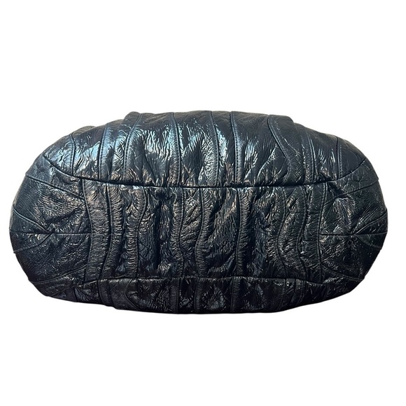 PRADA Vernice Waves Bag Black Patent Leather Gold Hardware Large 16” Authentic - Picture 5 of 13